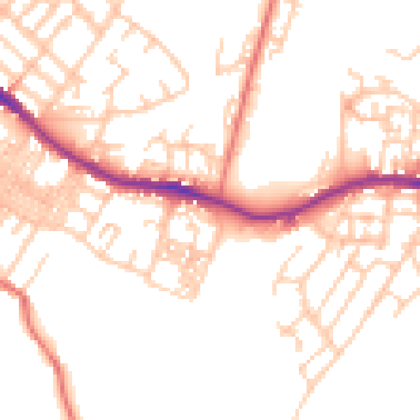 Daytime road noise heatmap for OL4 5JQ