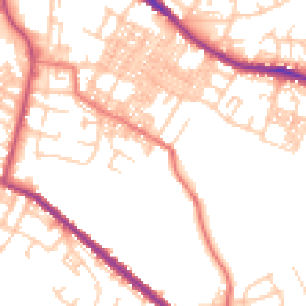 Daytime road noise heatmap for OL4 5LE