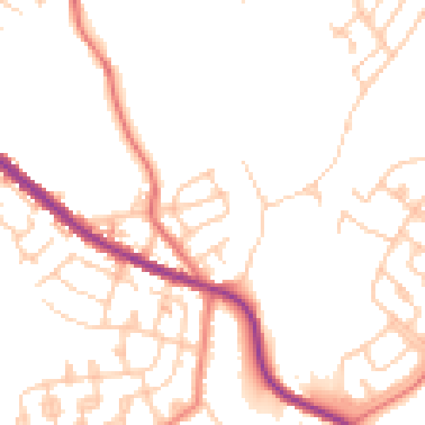 Daytime road noise heatmap for OL4 5NQ