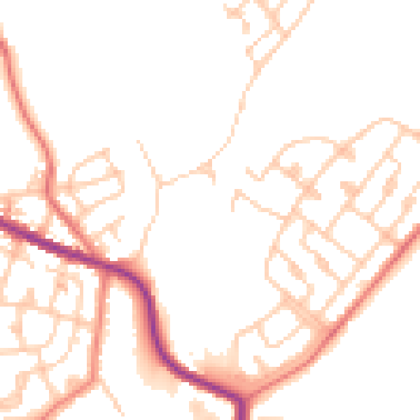 Daytime road noise heatmap for OL4 5NW