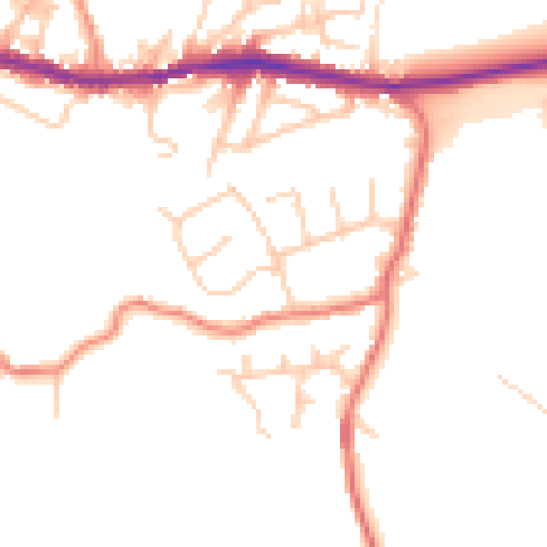 Daytime road noise heatmap for OL4 5QY