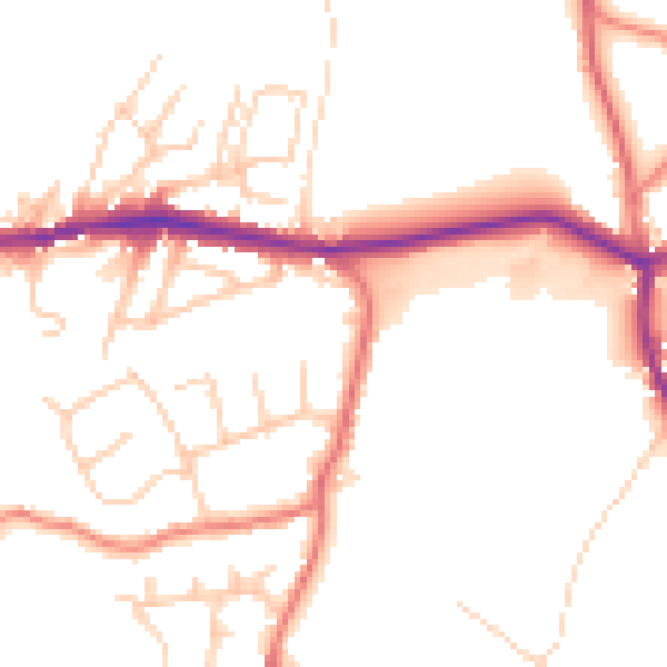 Daytime road noise heatmap for OL4 5RQ