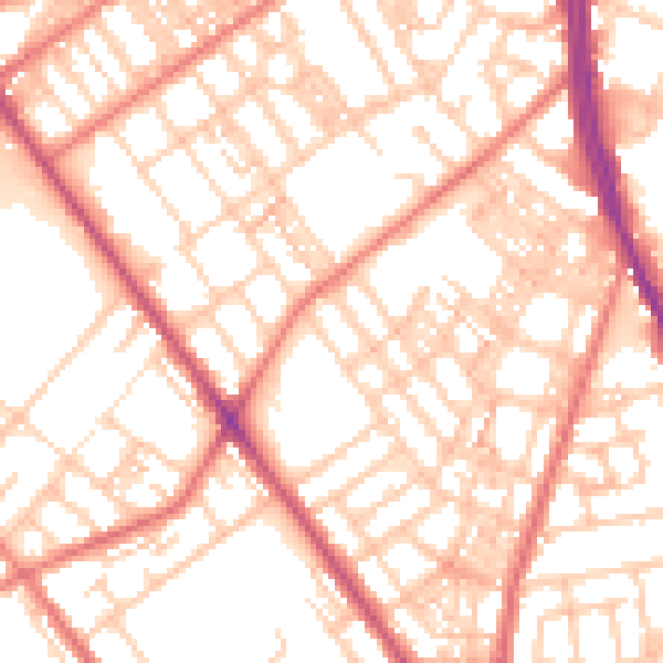 Daytime road noise heatmap for OL8 1AD