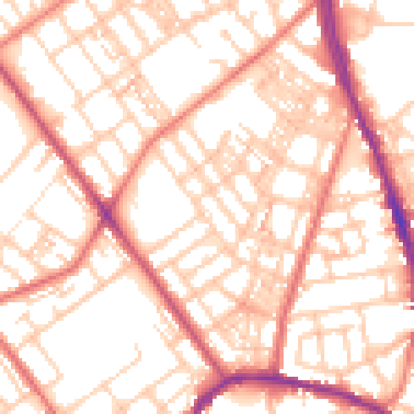 Daytime road noise heatmap for OL8 1AE