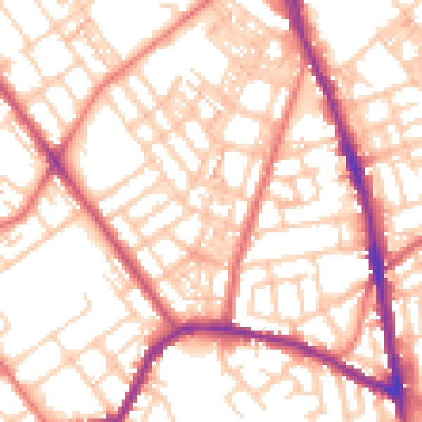 Daytime road noise heatmap for OL8 1AF