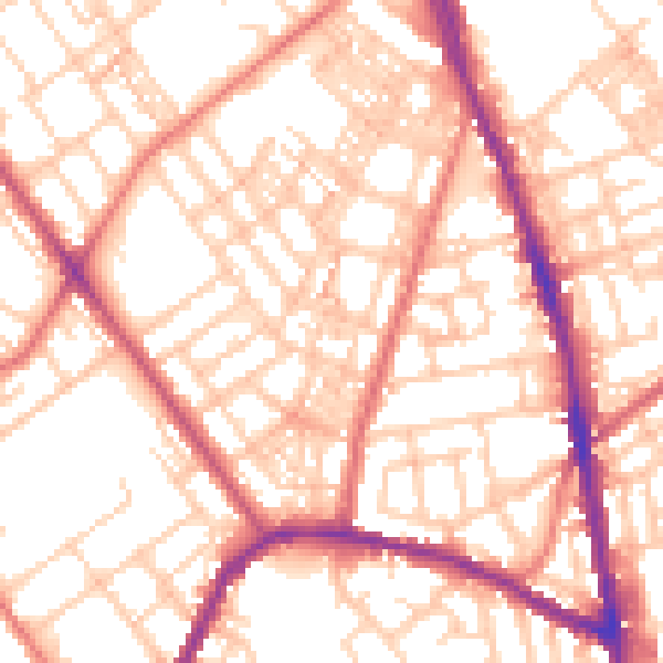 Daytime road noise heatmap for OL8 1AG