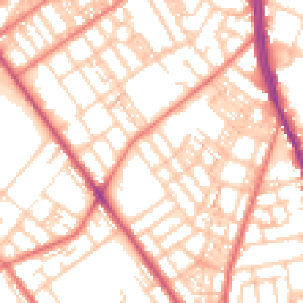 Daytime road noise heatmap for OL8 1AH