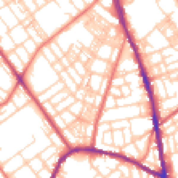 Daytime road noise heatmap for OL8 1AL