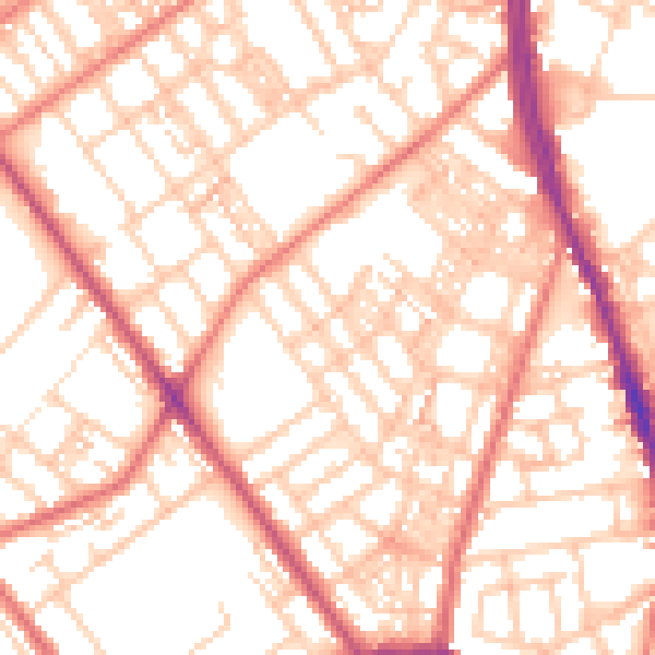 Daytime road noise heatmap for OL8 1AN