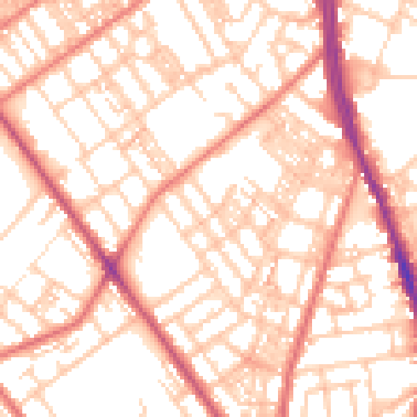 Daytime road noise heatmap for OL8 1AP