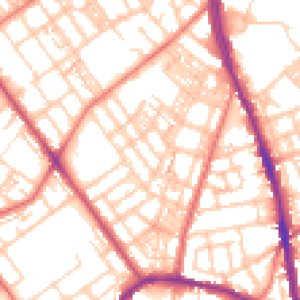 Daytime road noise heatmap for OL8 1AR