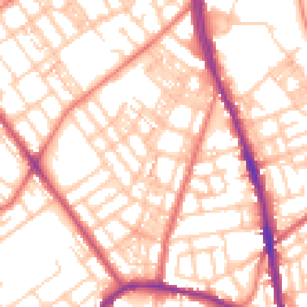 Daytime road noise heatmap for OL8 1AS