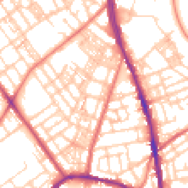 Daytime road noise heatmap for OL8 1AT