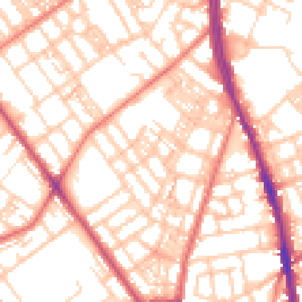 Daytime road noise heatmap for OL8 1AX