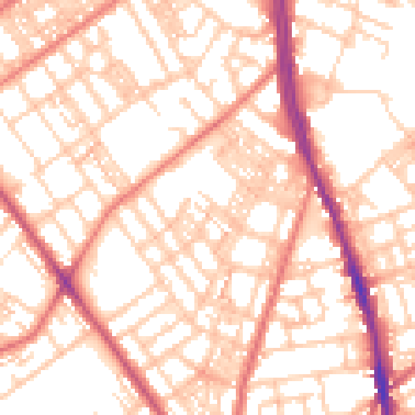Daytime road noise heatmap for OL8 1AY