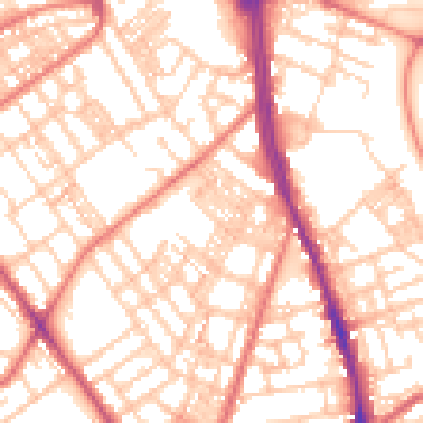 Daytime road noise heatmap for OL8 1BA