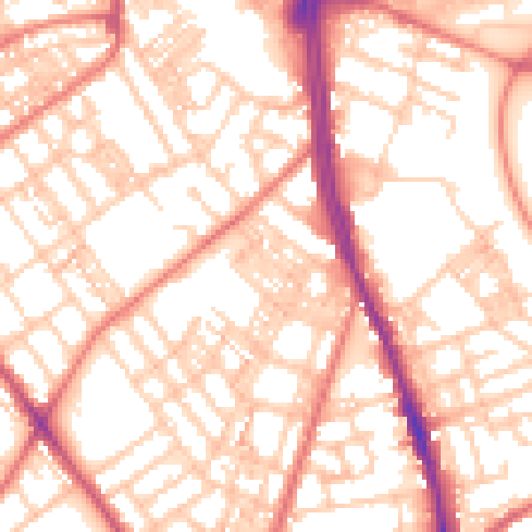 Daytime road noise heatmap for OL8 1BB