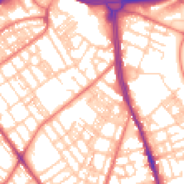 Daytime road noise heatmap for OL8 1BD