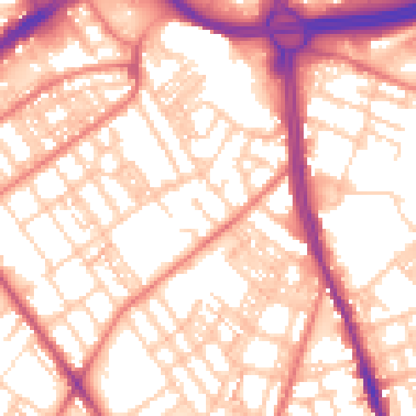 Daytime road noise heatmap for OL8 1BE