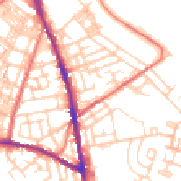 Daytime road noise heatmap for OL8 1BF