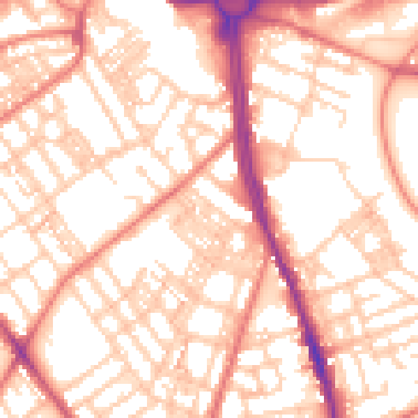 Daytime road noise heatmap for OL8 1BG