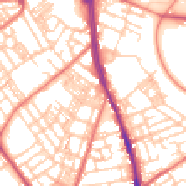 Daytime road noise heatmap for OL8 1BH