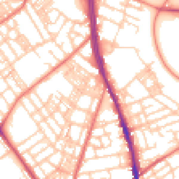 Daytime road noise heatmap for OL8 1BL