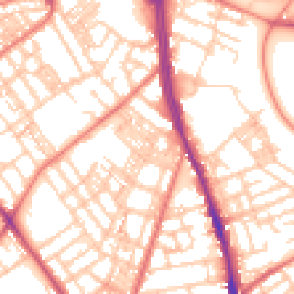 Daytime road noise heatmap for OL8 1BN