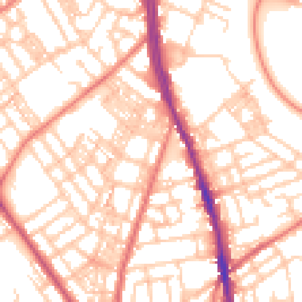 Daytime road noise heatmap for OL8 1BP