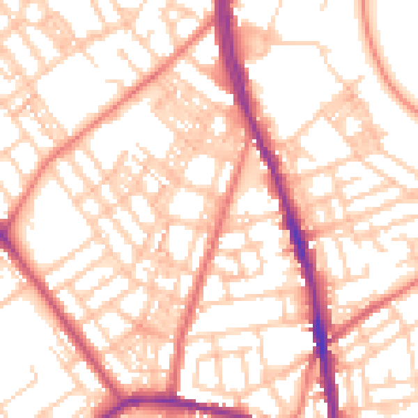 Daytime road noise heatmap for OL8 1BS