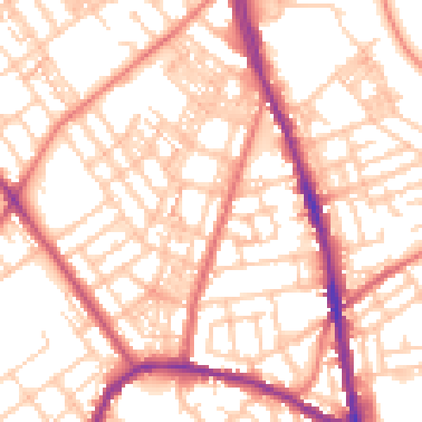 Daytime road noise heatmap for OL8 1BT