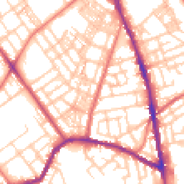 Daytime road noise heatmap for OL8 1BU