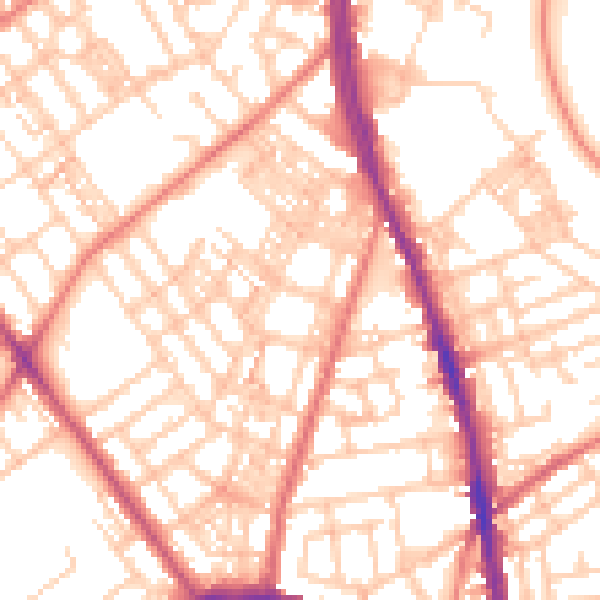 Daytime road noise heatmap for OL8 1BW