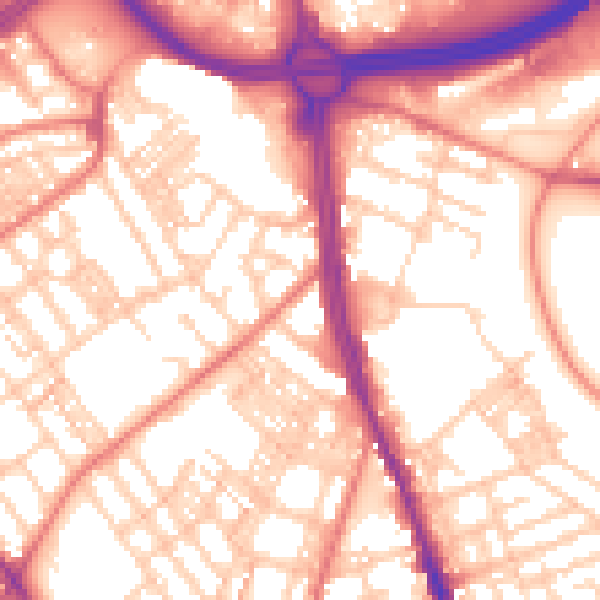 Daytime road noise heatmap for OL8 1BY