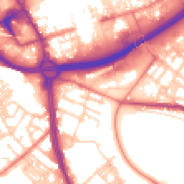 Daytime road noise heatmap for OL8 1DB