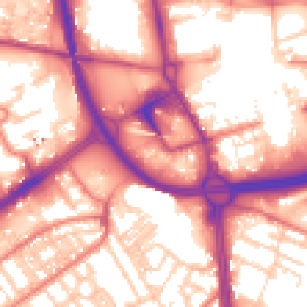 Daytime road noise heatmap for OL8 1DL
