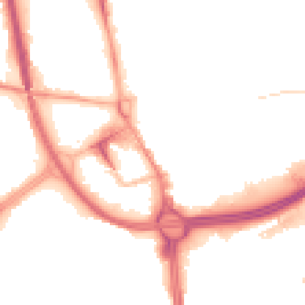 Night-time road noise heatmap for OL8 1DP