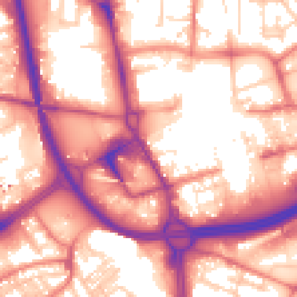 Daytime road noise heatmap for OL8 1DW