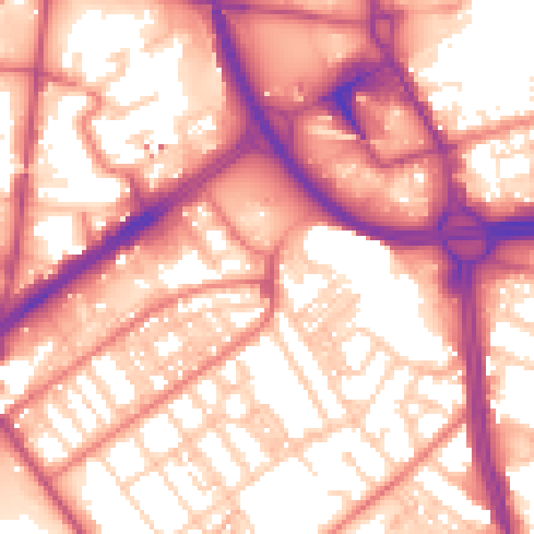 Daytime road noise heatmap for OL8 1DX