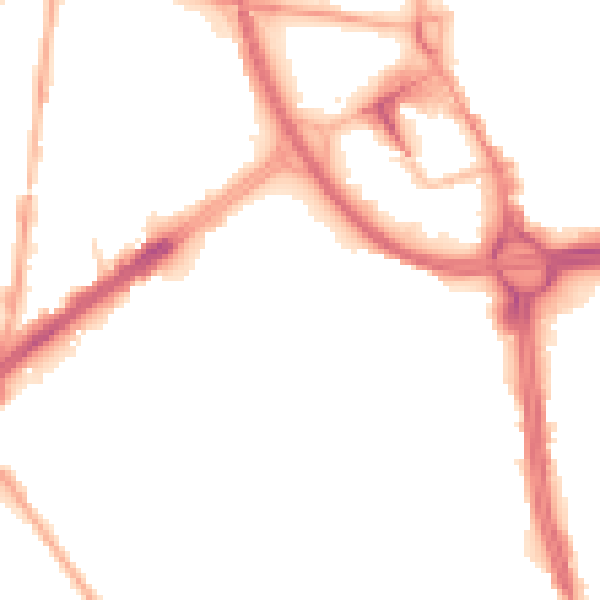 Night-time road noise heatmap for OL8 1DX