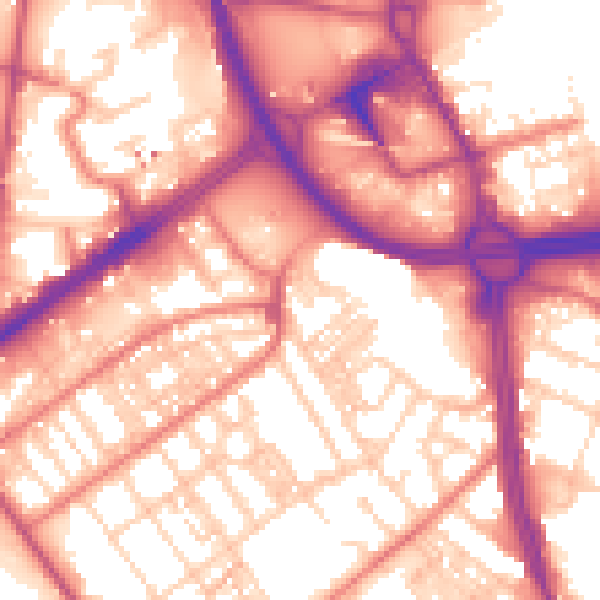 Daytime road noise heatmap for OL8 1EA