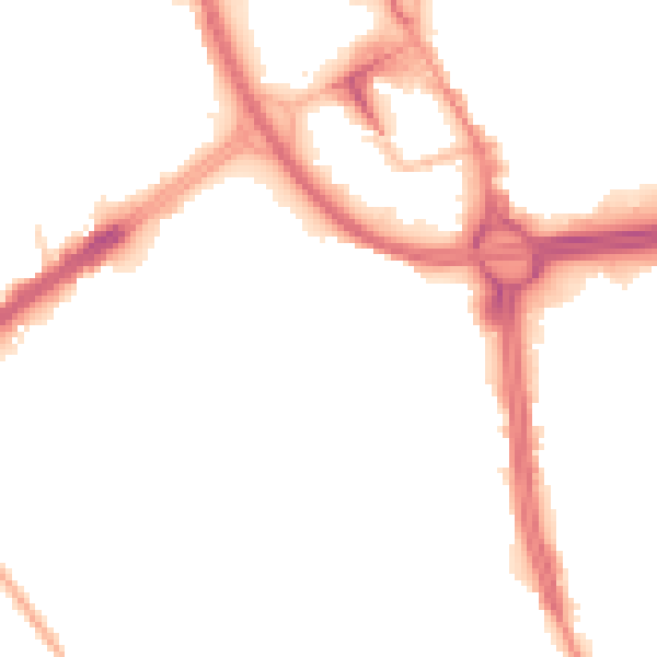 Night-time road noise heatmap for OL8 1ED