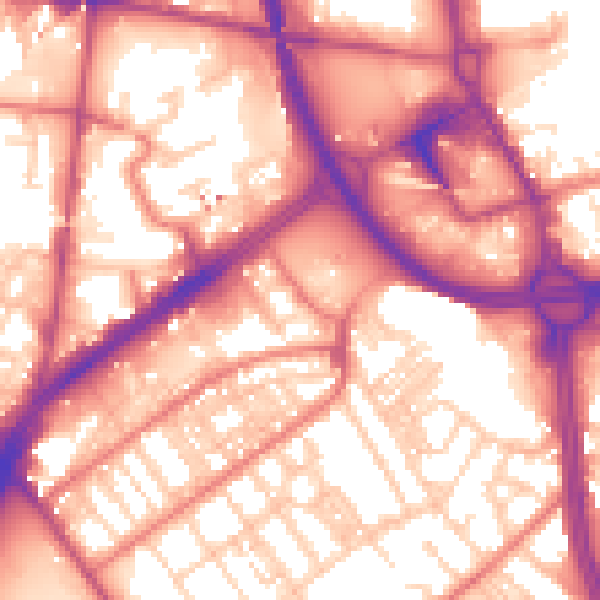 Daytime road noise heatmap for OL8 1EF