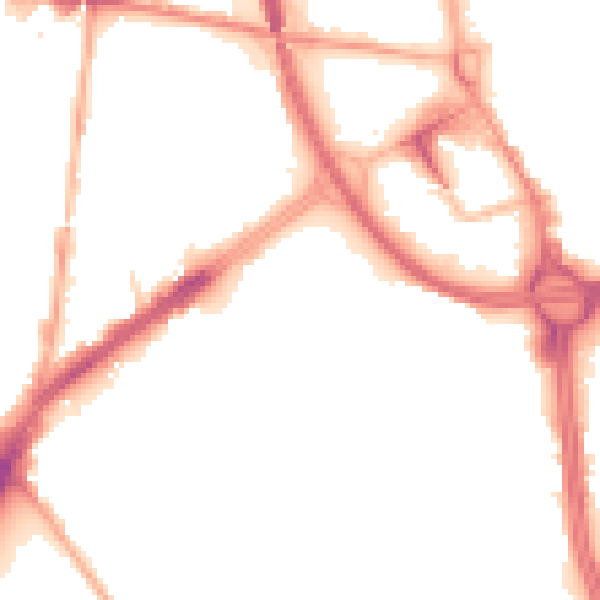 Night-time road noise heatmap for OL8 1EF