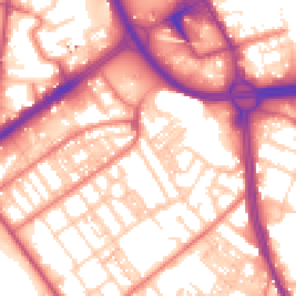 Daytime road noise heatmap for OL8 1EG