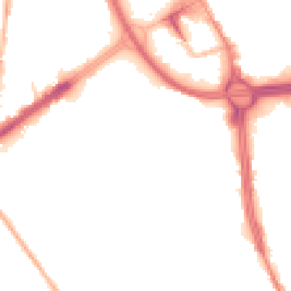 Night-time road noise heatmap for OL8 1EG