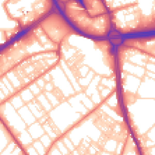Daytime road noise heatmap for OL8 1EH