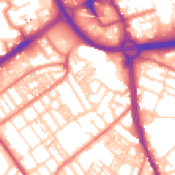 Daytime road noise heatmap for OL8 1EL