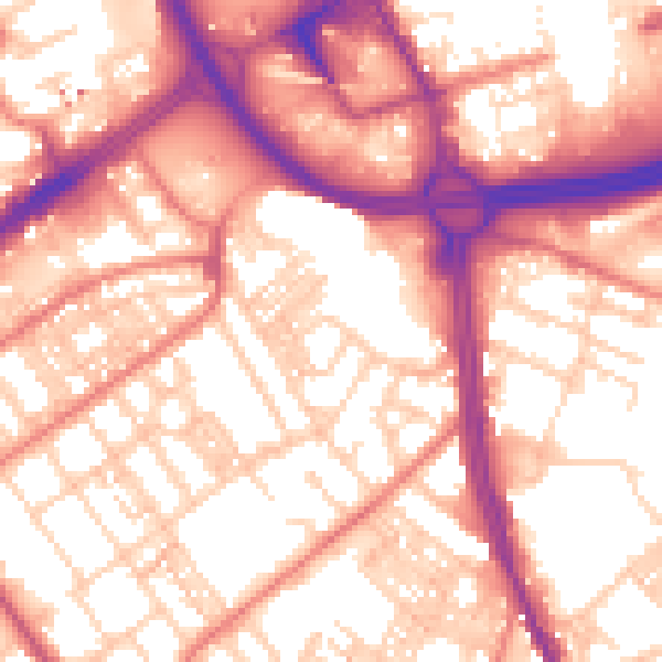 Daytime road noise heatmap for OL8 1EN