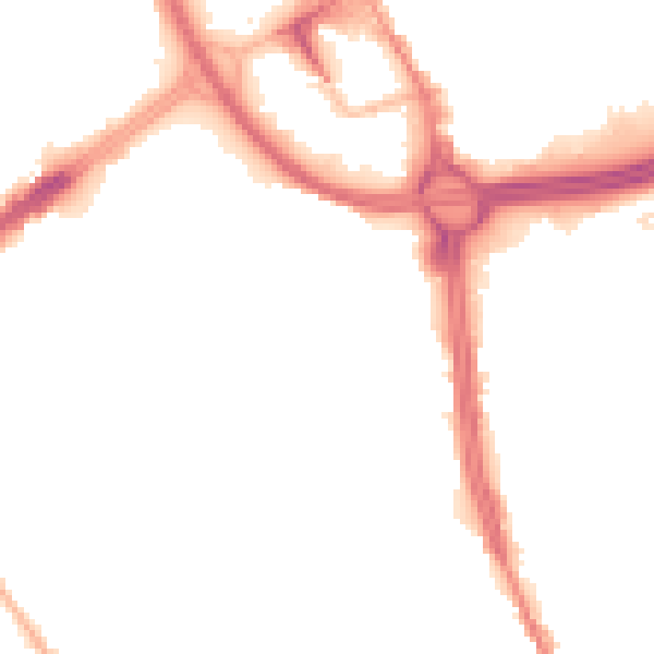 Night-time road noise heatmap for OL8 1EN